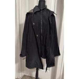 NWT Fleet Street Black Coat Plus 2X Removable Hood Liner Zip‎ Button Women